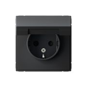 Systeme Electric ArtGallery Карбон Розетка с заземл. со шторк. с крышкой, 16А, IP20, механизм