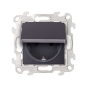 Simon 24 Графит Розетка 2К+3 Sсhuko IP44 c крышкой и защитными шторками