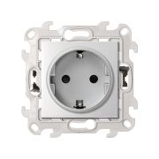 Simon 24 Алюминий Розетка 2К+3 с защитными шторкам