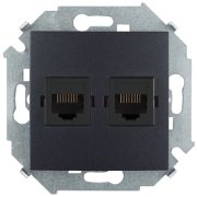 Simon 15 Графит Розетка компьютерная двойная 2хRJ45 кат.5е, Systimax