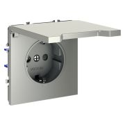 Розетка встраиваемая VOLTUM S70 с заземлением, защитными шторками и крышкой 16А, (сталь)