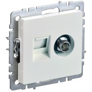 IEK BRITE BASE Жемчуг Розетка двойная TV+RJ45 кат.5E РТВ/РК12-БрЖ.