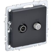 IEK BRITE BASE Графит Розетка двойная TV+SAT РТВ/РСп12-БрГ.