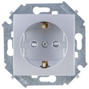 Simon 15 Алюминий Розетка с/з, со шторками, 16А, 250В, винт.зажим