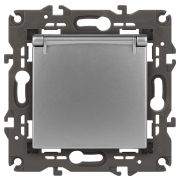 ЭРА 14-2103-03 Elegance Алюминий Розетка с/з со шт с крышкой