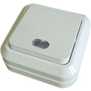 Выключатель 1 кл. с подсветкой О/П 10А белый Олимп 0121