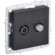 IEK BRITE BASE Черный Розетка двойная TV+SAT РТВ/РСп12-БрЧ.