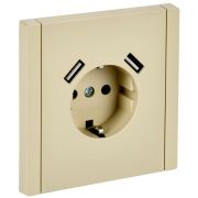 IEK FORTE&PIANO Ваниль Розетка с/з со шт винтовое крепление 16А USB A+A 3,1А FP445.