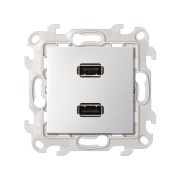 Simon 24 Алюминий Розетка 2xUSB 2.0 для передачи данных
