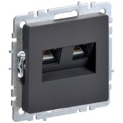 IEK BRITE BASE Графит Розетка компьютерная двойная RJ45 кат.5E РК10-2-БрГ.