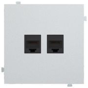 Лицевая панель для двойной информационной розетки серебро