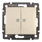 Legrand DIY Valena Крем Выключатель 2-клавишный с подсветкой