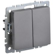 IEK BRITE BASE Сталь Выключ. 2-кл прох 10А ВС10-2-6-БрС.