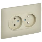 IEK SKANDY Бежевый Розетка 2-ая б/з 10А в сборе SK-R10B.