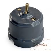 Тумблерный выключатель графит ручка бронза, Lindas 34432-B