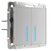 W4520006/ Сенсорный выключатель двухклавишный с подсветкой 1000 Вт (серебряный)