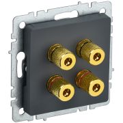 IEK BRITE BASE Графит Аудиорозетка 4-м РА10-БрГ.