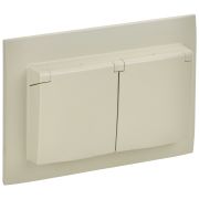 IEK SKANDY Бежевый Розетка 2-ая с/з с крышкой 16А в сборе IP44 SK-R12B.