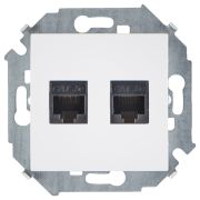 Simon 15 Белая Розетка компьютерная двойная 2xRJ45 кат.5e (AMP)