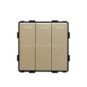 Выключатель трёхклавишный, 250В,10А  золото QUADRO