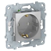 Schneider Electric Unica New Алюминий Розетка с/з, без шторок, с быстрозажимными клеммами