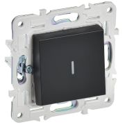 IEK SKANDY Черный Выключатель 1-клавишный проходной с индикацией 10А SK-V08Bl.