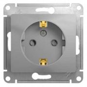 SE Glossa Алюминий Розетка с заземлением со шторками GSL000345