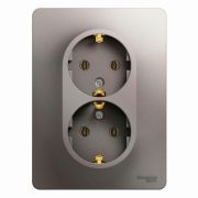 SE Glossa Платина Розетка 2-я с заземлением 16А (в сборе с рамкой) GSL001224