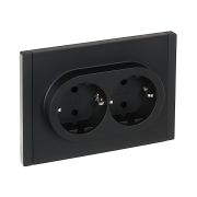 IEK FORTE&PIANO Черный Розетка 2-я с/з со шт безвинтовое крепление 16А FP123.