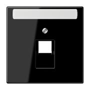 JUNG LS 990 Черная Накладка 1-ой наклонной ТЛФ/комп розетки с полем для надписи
