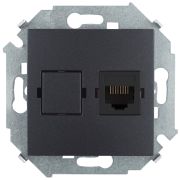 Simon 15 Графит Розетка компьютерная RJ45 кат.5е, Systimax