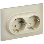 IEK SKANDY Бежевый Розетка 2-ая с/з без защитных шторок 16А в сборе SK-R08B.