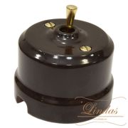 Тумблерный выключатель коричневый ручка латунь, Lindas 34412-G