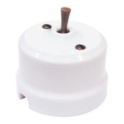 Тумблерный проходной выключатель белый, ручка медь, Lindas 34510-C