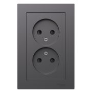 Systeme Electric AtlasDesign Базальт Розетка двойная б/з со шторками,16А, в сборе