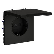 Розетка встраиваемая VOLTUM S70 с заземлением, защитными шторками и крышкой 16А, (черный матовый)