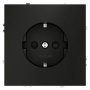 Розетка встраиваемая VOLTUM S70 с заземлением и защитными шторками, 16А, (черный матовый)