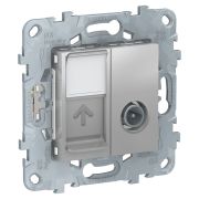 Schneider Electric Unica New Алюминий Розетка TV одиночная + комп. RJ45 кат.6 UTP, 1 модуль