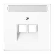 JUNG LS 990 Белая Накладка 2-ой наклонной ТЛФ/комп розетки с полем для надписи