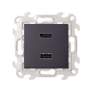 Simon 24 Графит Коннектор HDMI+USB 2.0