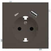 Лицевая панель для розетки 2к+з с USB A+C капучино