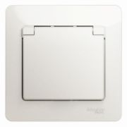 SE Glossa Перламутр Розетка с заземлением со шторками с крышкой, 16А, IP20, в сборе GSL000646