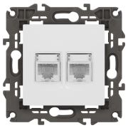 ЭРА 14-3108-01 Elegance Белый Розетка комп 2xRJ45