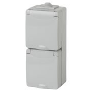 ЭРА Эксперт Розетка 2-ая с/з вертикальная со шторками IP65 16АХ-250В серый