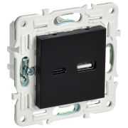 IEK SKANDY Черный Розетка USB A+C 3,1А SK-R14Bl.