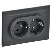 IEK BRITE Графит Розетка 2-м с/з без защ. штор. 16А в сборе РС12-3-БрГ.