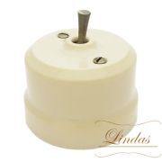 Тумблерный перекрестный выключатель слон кость, ручка медь, Lindas 34609-C