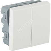 Выключатель модульный двухклавишный 45х45мм белый Рувинил АДЛ 13-905