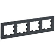 BRITE Рамка 4-мест. РУ-4-2-БрЧ стекло черный IEK