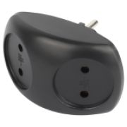 ЭРА SPx-2-B Тройник 2гн, без заземл. (черный)